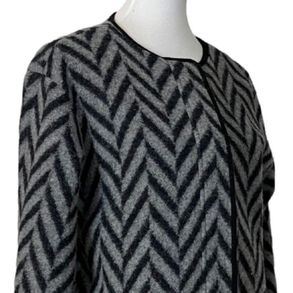 Talbots Women's Wool Blend Coat Zip Front Gray Black Herringbone Size XS - Picture 9 of 13